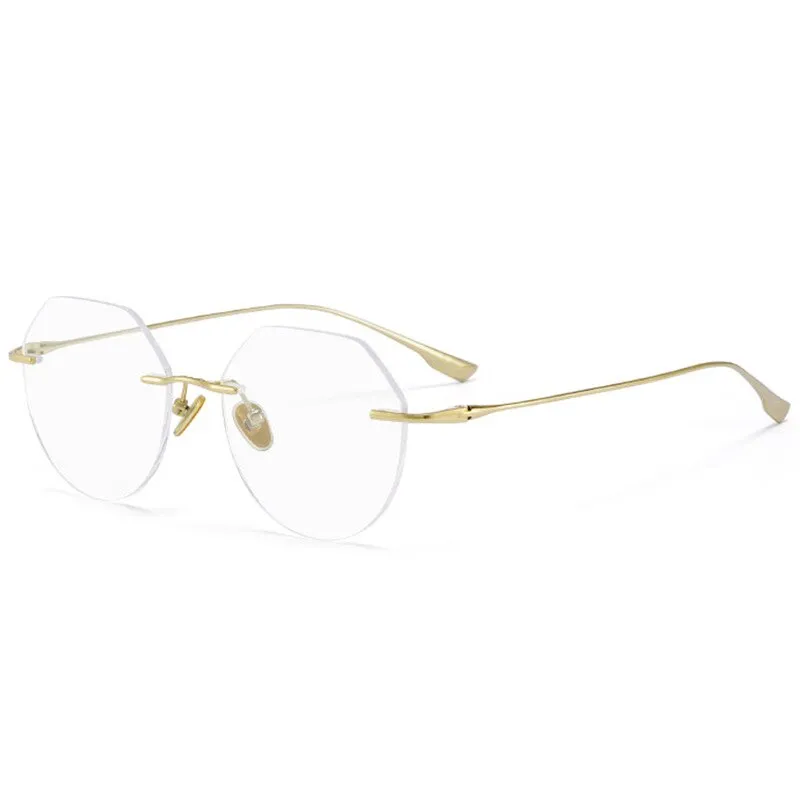 Handoer Men's Rimless Customized Lens Shape Titanium Eyeglasses 121214