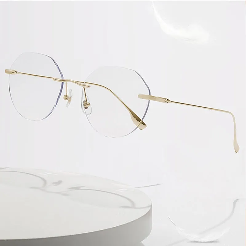 Handoer Men's Rimless Customized Lens Shape Titanium Eyeglasses 121214