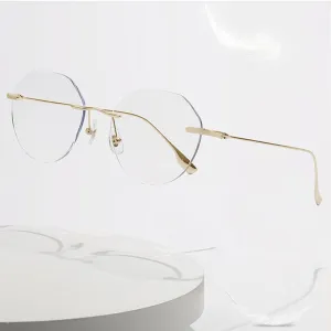 Handoer Men's Rimless Customized Lens Shape Titanium Eyeglasses 121214
