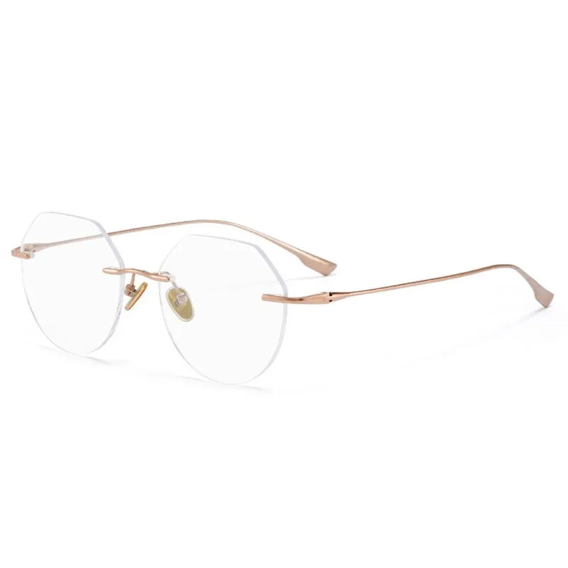 Handoer Men's Rimless Customized Lens Shape Titanium Eyeglasses 121214