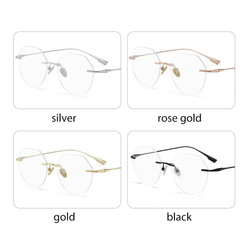 Handoer Men's Rimless Customized Lens Shape Titanium Eyeglasses 121214