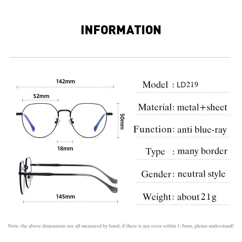 Handoer Unisex Full Rim Irregular Round Alloy Eyeglasses Ld219