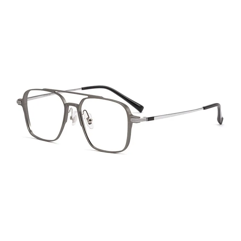 Handoer Unisex Full Rim Irregular Square Magnesium Alloy Double Bridge Eyeglasses 5053