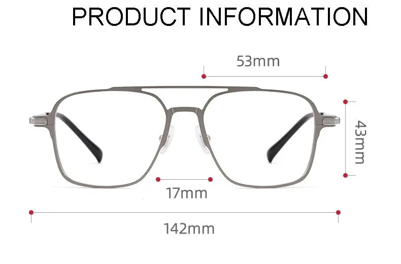 Handoer Unisex Full Rim Irregular Square Magnesium Alloy Double Bridge Eyeglasses 5053