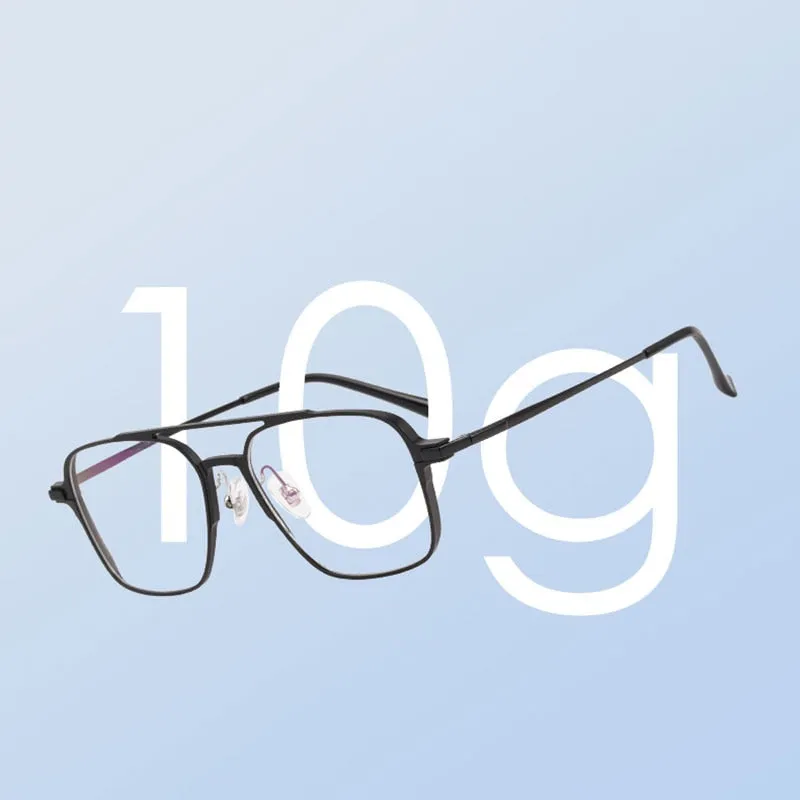 Handoer Unisex Full Rim Irregular Square Magnesium Alloy Double Bridge Eyeglasses 5053