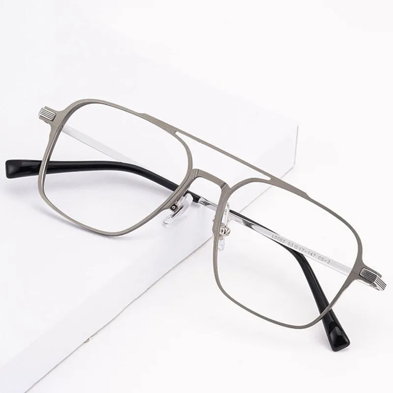 Handoer Unisex Full Rim Irregular Square Magnesium Alloy Double Bridge Eyeglasses 5053