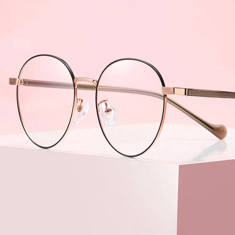Handoer Unisex Full Rim Round Square Alloy Acetate Eyeglasses 1903