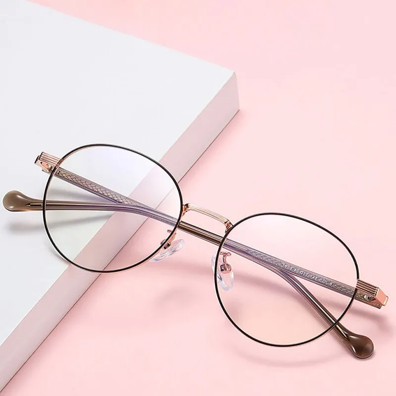 Handoer Unisex Full Rim Round Square Alloy Acetate Eyeglasses 1903