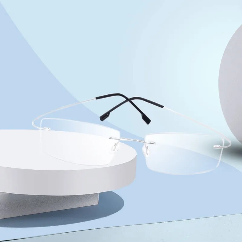 Handoer Unisex Rimless Customized Shaped Lenses Titanium Eyeglasses J0860