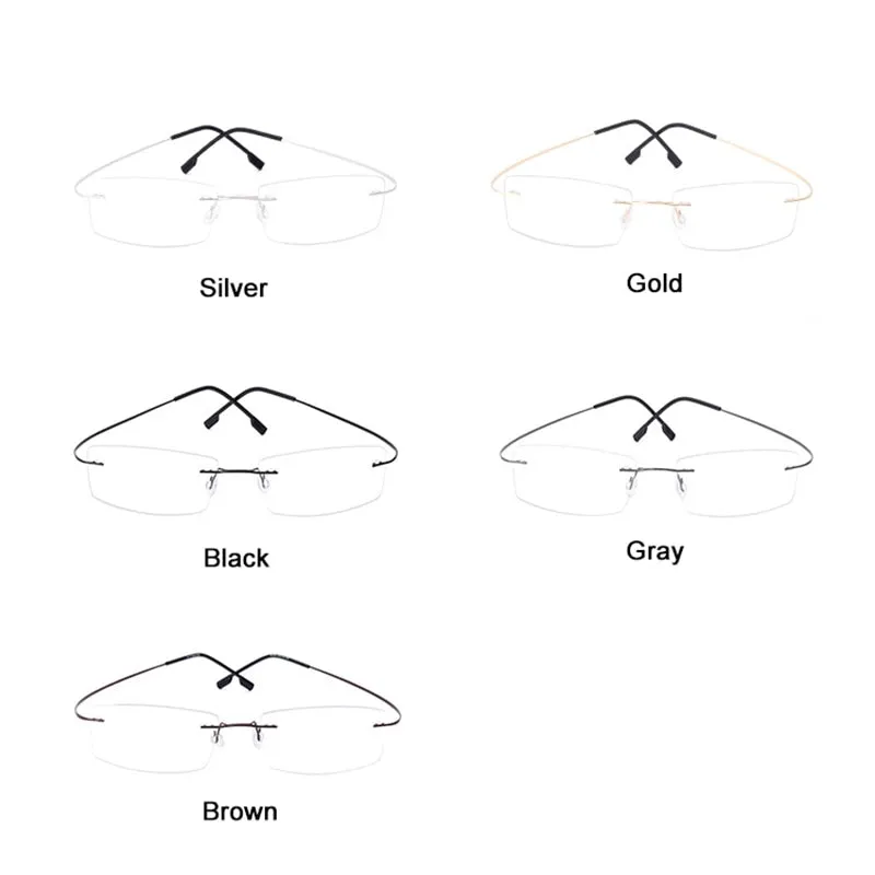 Handoer Unisex Rimless Customized Shaped Lenses Titanium Eyeglasses J0860