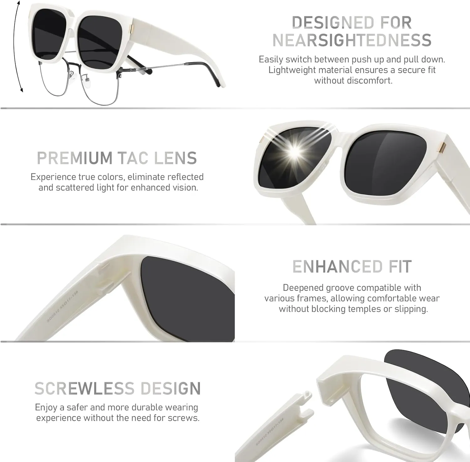 HAOLOTA Polarized Fit Over Glasses Sunglasses for Women Men Trendy Square Wrap Around Shades UV Protection