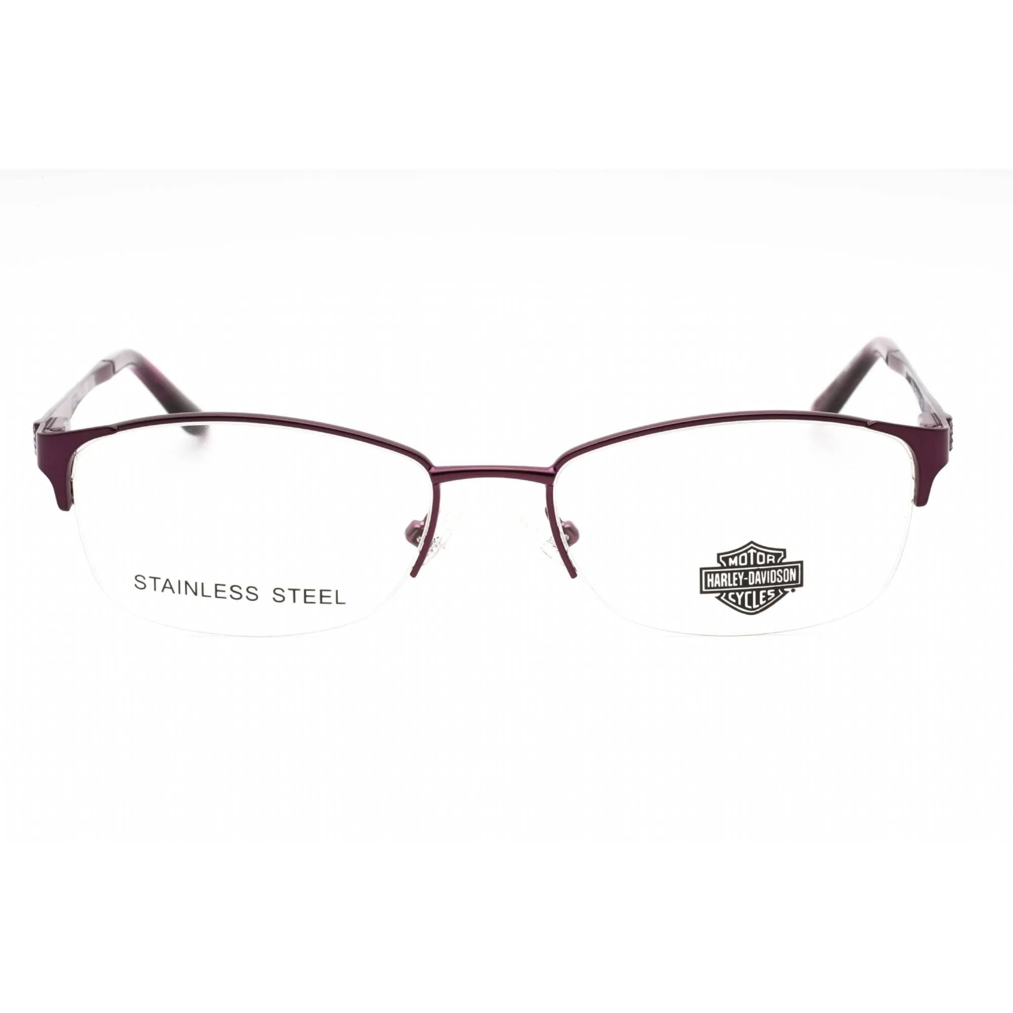 Harley Davidson Women's Eyeglasses - Violet Metal Oval Half Rim Frame | HD0541 083