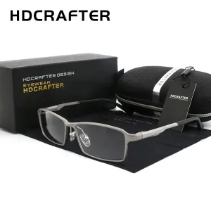 Hdcrafter Men's Eyeglasses TR90 Alloy 17g Rectangular L-P6287