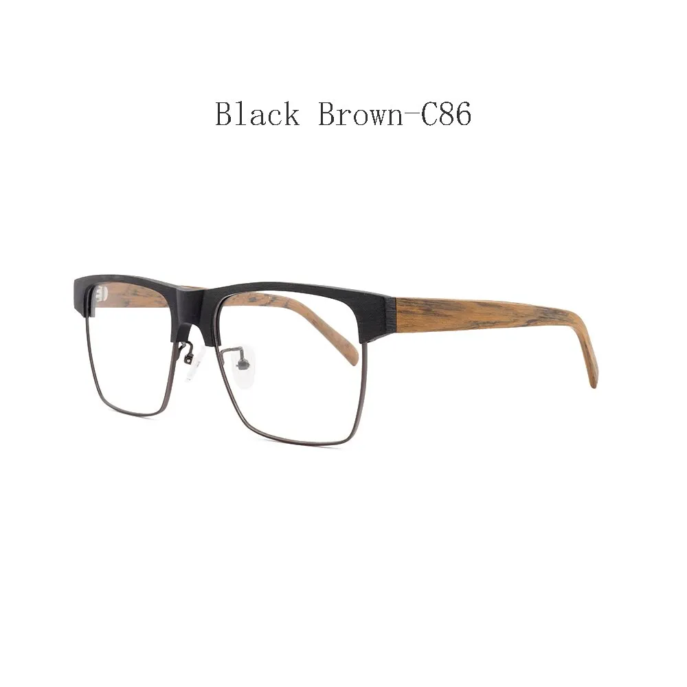 Hdcrafter Men's Full Rim Large Square Wood Eyeglasses 6252