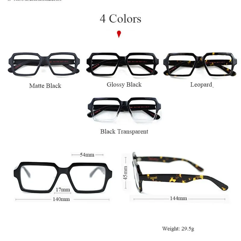 Hdcrafter Men's Full Rim Oversized Square Acetate Frame Eyeglasses Ft2171099