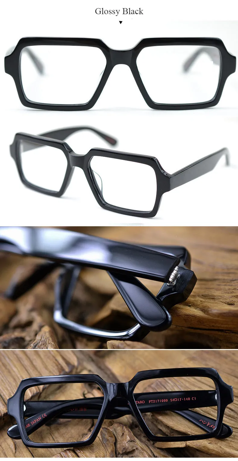 Hdcrafter Men's Full Rim Oversized Square Acetate Frame Eyeglasses Ft2171099