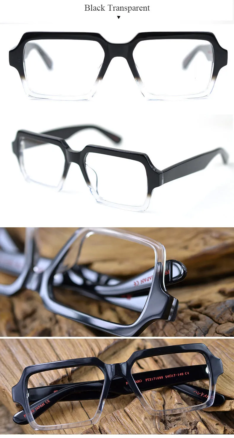 Hdcrafter Men's Full Rim Oversized Square Acetate Frame Eyeglasses Ft2171099
