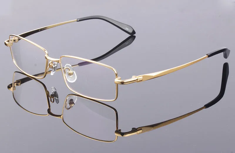 Hdcrafter Men's Full Rim Rectangle Titanium Frame Eyeglasses 9867