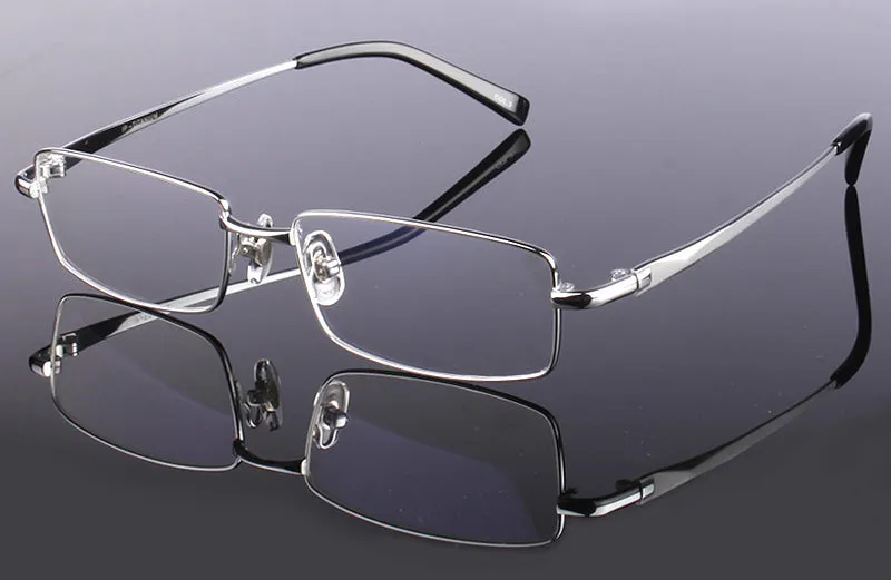 Hdcrafter Men's Full Rim Rectangle Titanium Frame Eyeglasses 9867