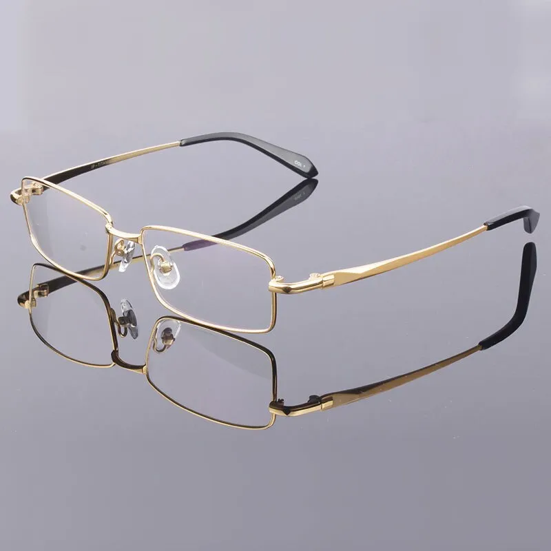 Hdcrafter Men's Full Rim Rectangle Titanium Frame Eyeglasses 9867