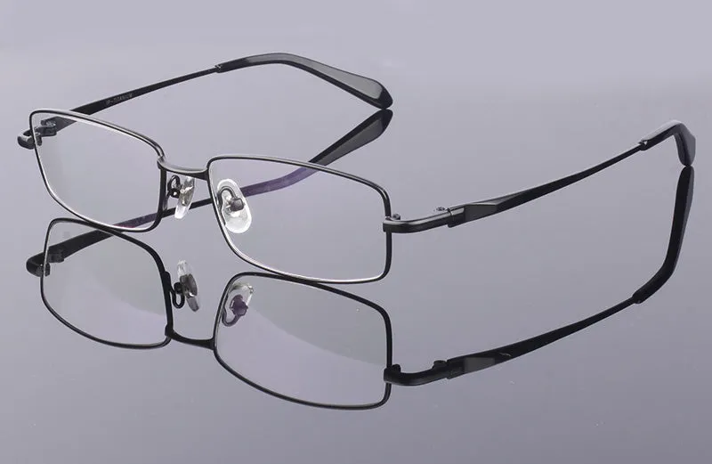 Hdcrafter Men's Full Rim Rectangle Titanium Frame Eyeglasses 9867