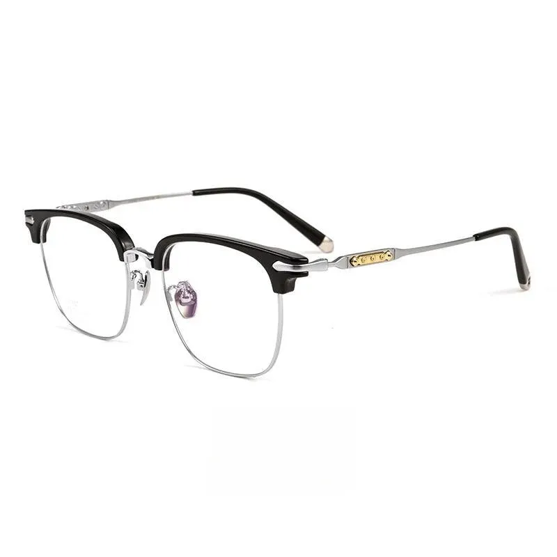 Hdcrafter Men's Full Rim Square Titanium Acetate Eyeglasses J0063t