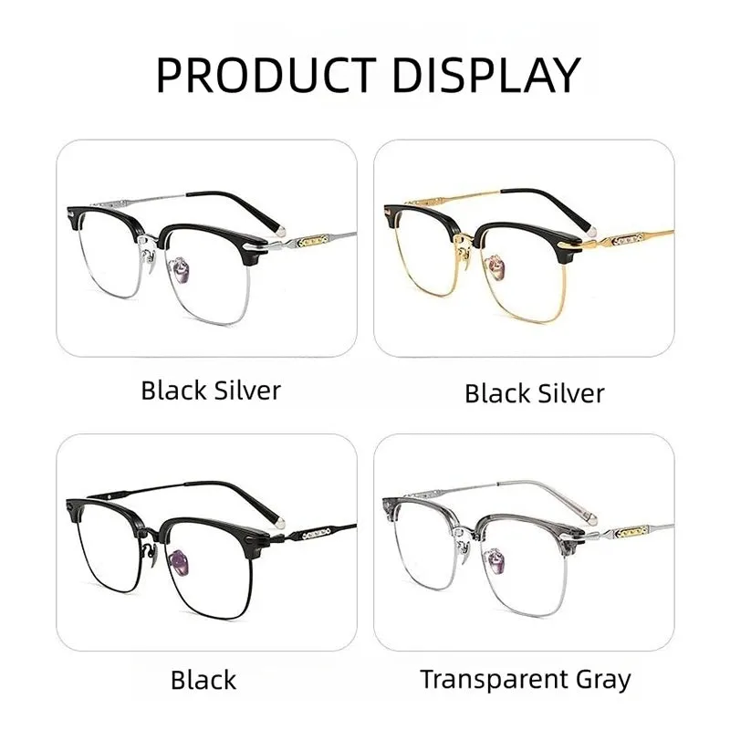Hdcrafter Men's Full Rim Square Titanium Acetate Eyeglasses J0063t
