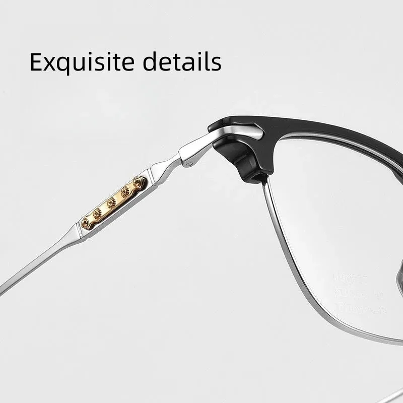 Hdcrafter Men's Full Rim Square Titanium Acetate Eyeglasses J0063t