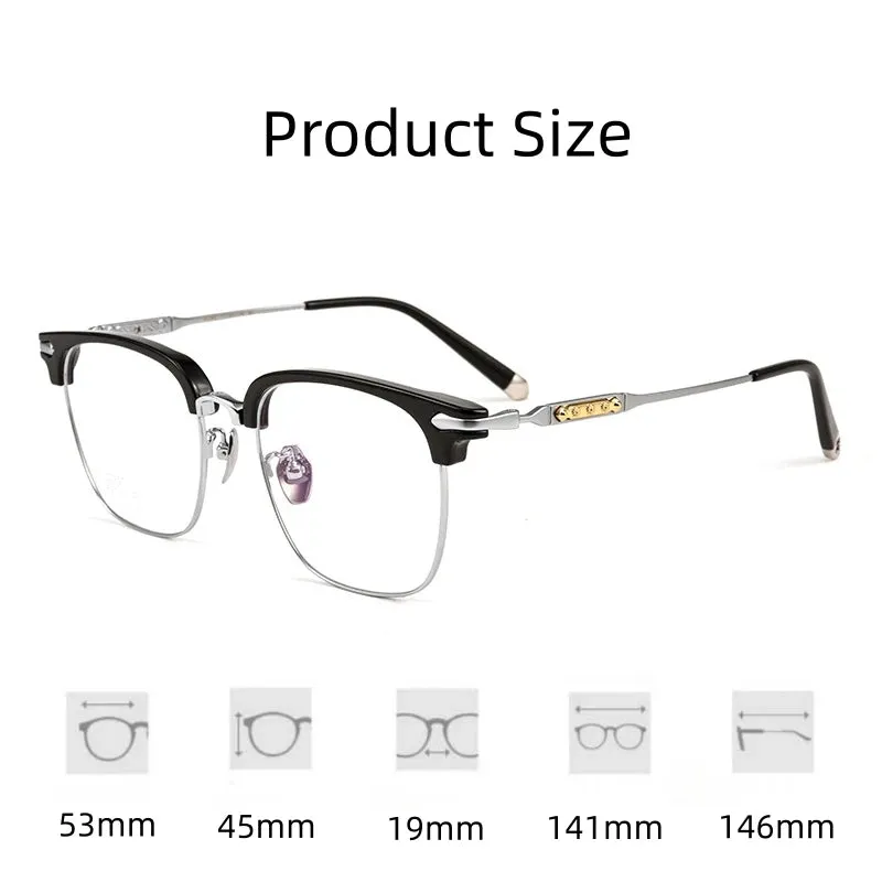 Hdcrafter Men's Full Rim Square Titanium Acetate Eyeglasses J0063t