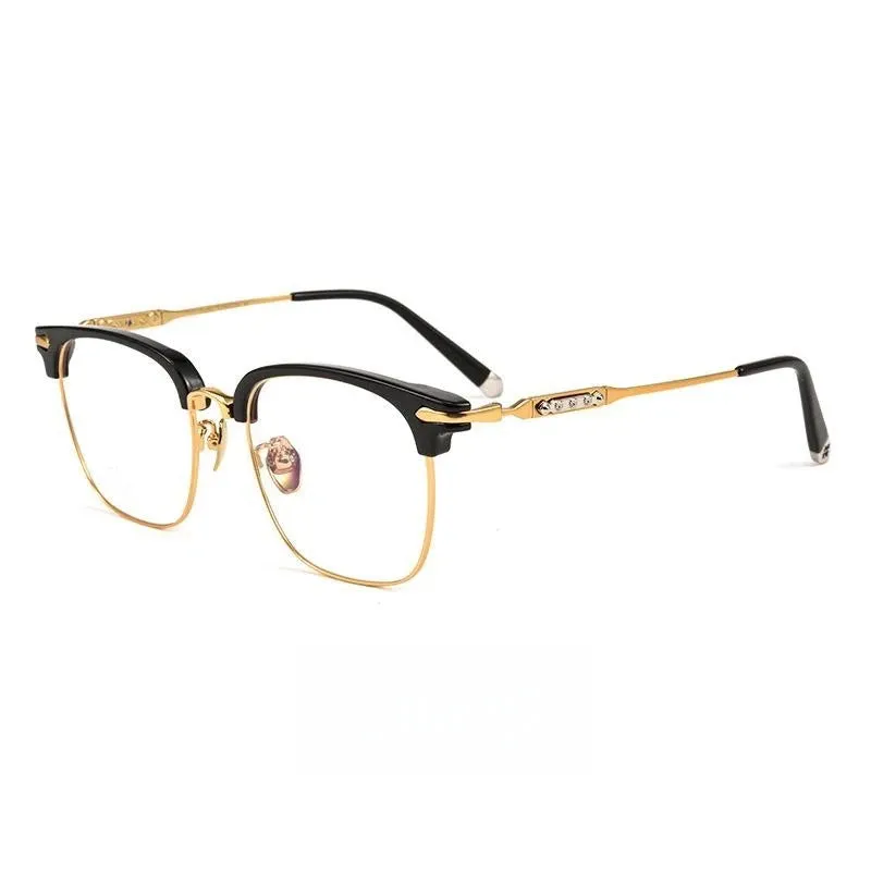 Hdcrafter Men's Full Rim Square Titanium Acetate Eyeglasses J0063t