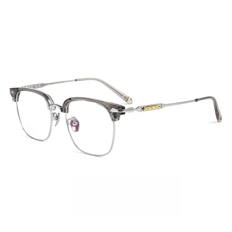 Hdcrafter Men's Full Rim Square Titanium Acetate Eyeglasses J0063t