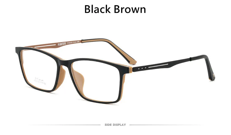 Hdcrafter Men's Full Rim Square Titanium Frame Eyeglasses Y2012