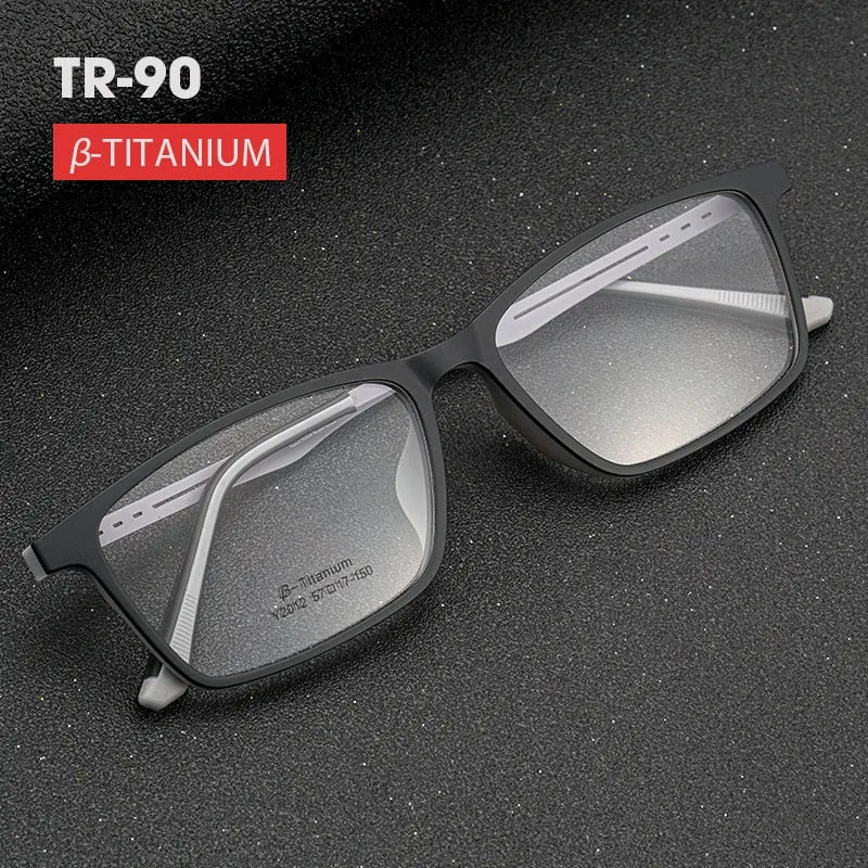 Hdcrafter Men's Full Rim Square Titanium Frame Eyeglasses Y2012