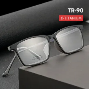 Hdcrafter Men's Full Rim Square Titanium Frame Eyeglasses Y2012