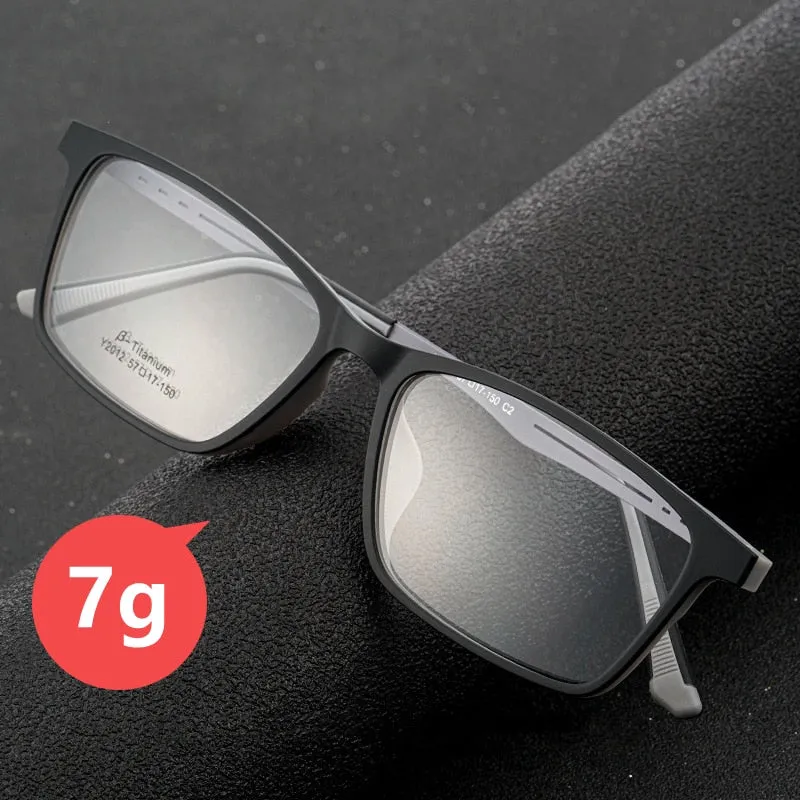 Hdcrafter Men's Full Rim Square Titanium Frame Eyeglasses Y2012