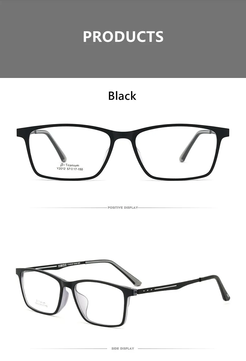 Hdcrafter Men's Full Rim Square Titanium Frame Eyeglasses Y2012