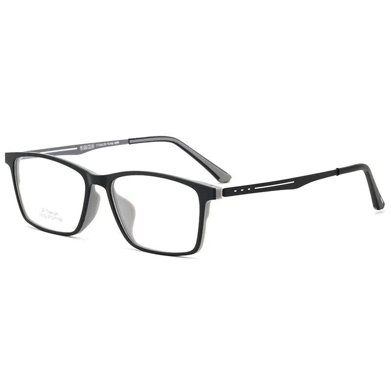 Hdcrafter Men's Full Rim Square Titanium Frame Eyeglasses Y2012