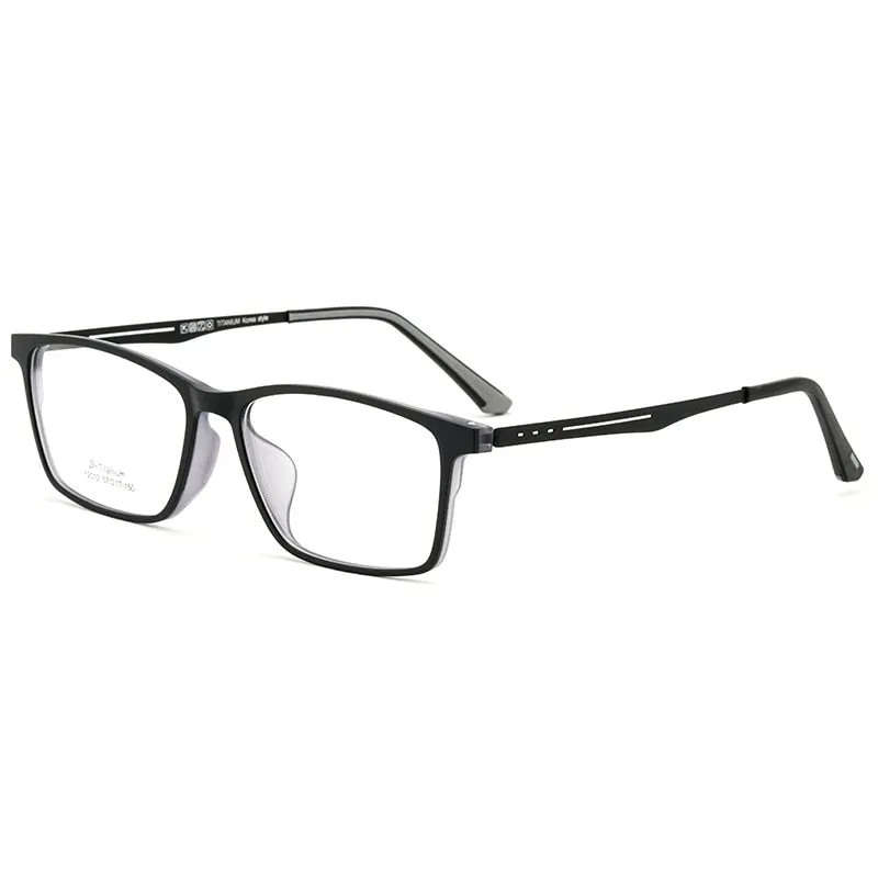 Hdcrafter Men's Full Rim Square Titanium Frame Eyeglasses Y2012