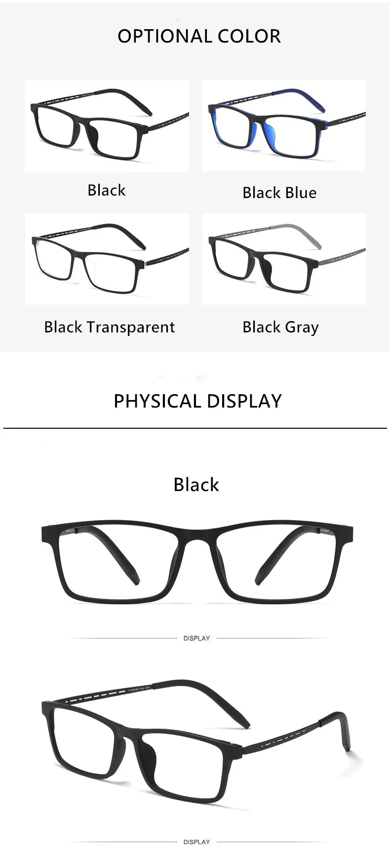 Hdcrafter Men's Full Rim Square TR 90 Titanium Frame Eyeglass 8822t