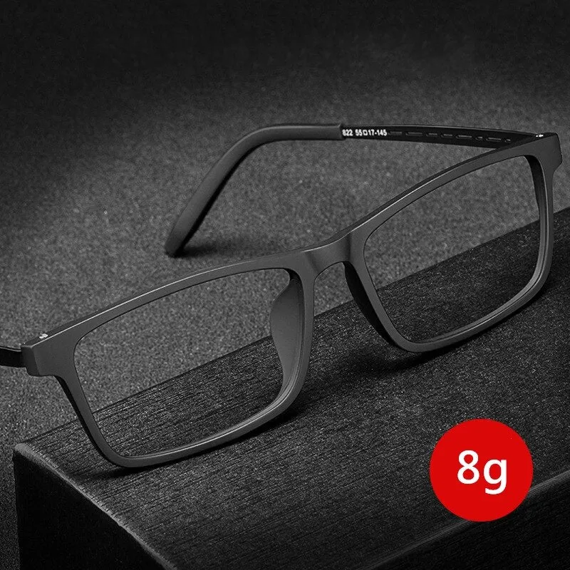 Hdcrafter Men's Full Rim Square TR 90 Titanium Frame Eyeglass 8822t