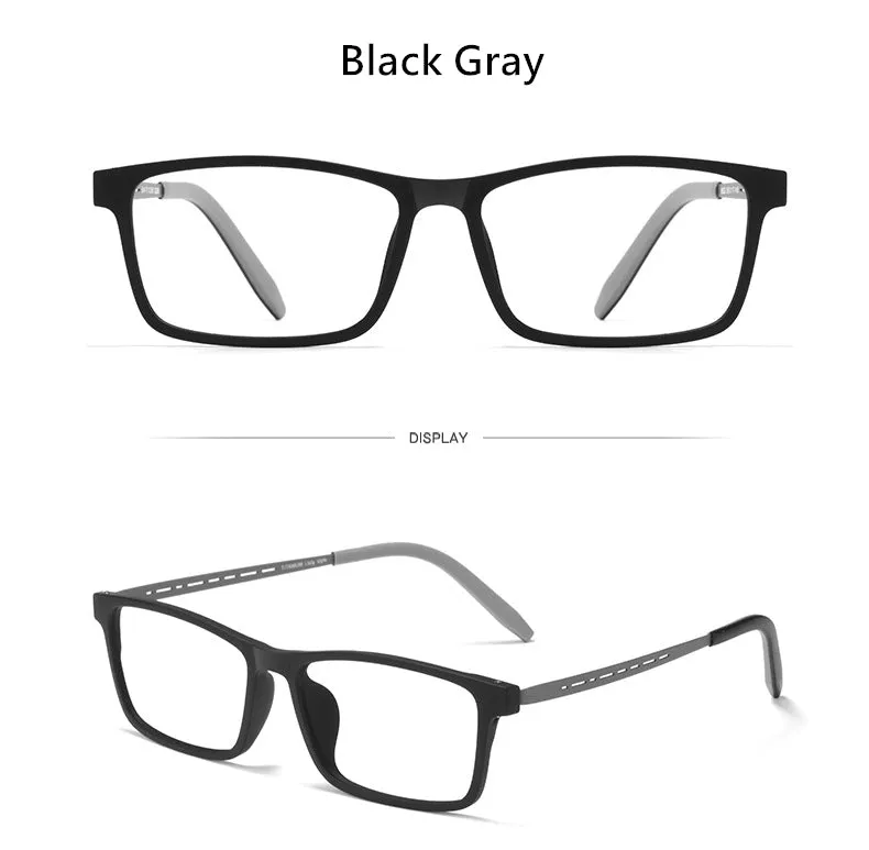 Hdcrafter Men's Full Rim Square TR 90 Titanium Frame Eyeglass 8822t