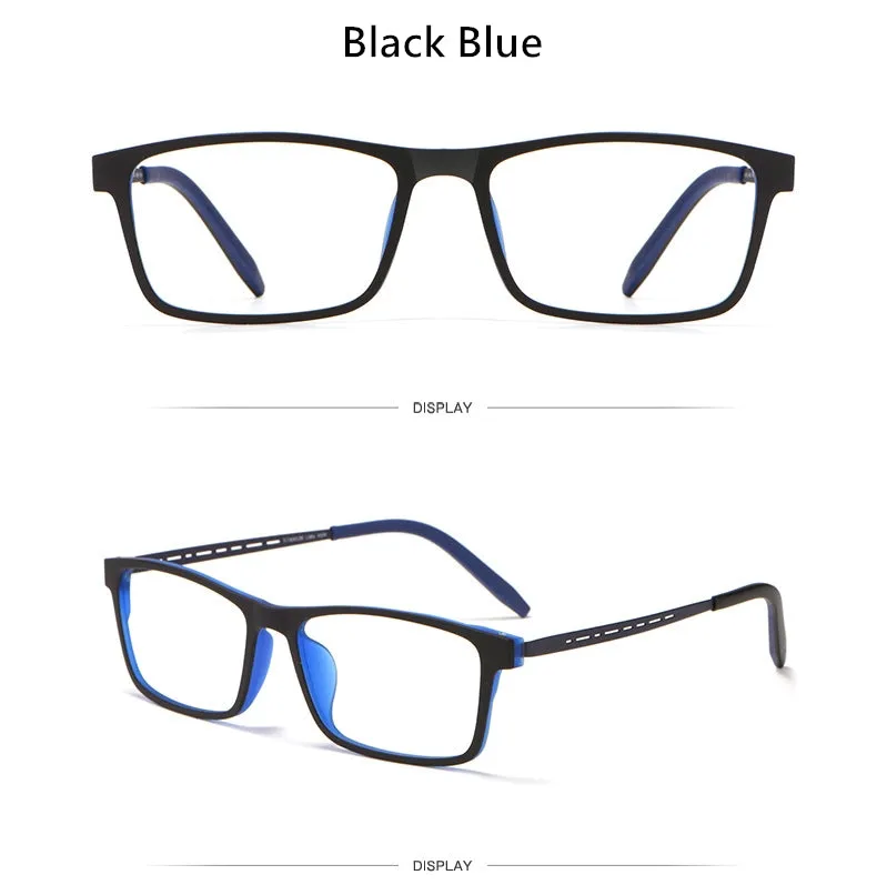 Hdcrafter Men's Full Rim Square TR 90 Titanium Frame Eyeglass 8822t