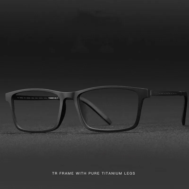 Hdcrafter Men's Full Rim Square TR 90 Titanium Frame Eyeglass 8822t