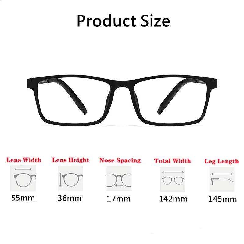 Hdcrafter Men's Full Rim Square TR 90 Titanium Frame Eyeglass 8822t