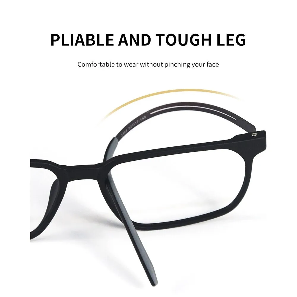 Hdcrafter Men's Full Rim Square Tr 90 Titanium Frame Eyeglasses 1601