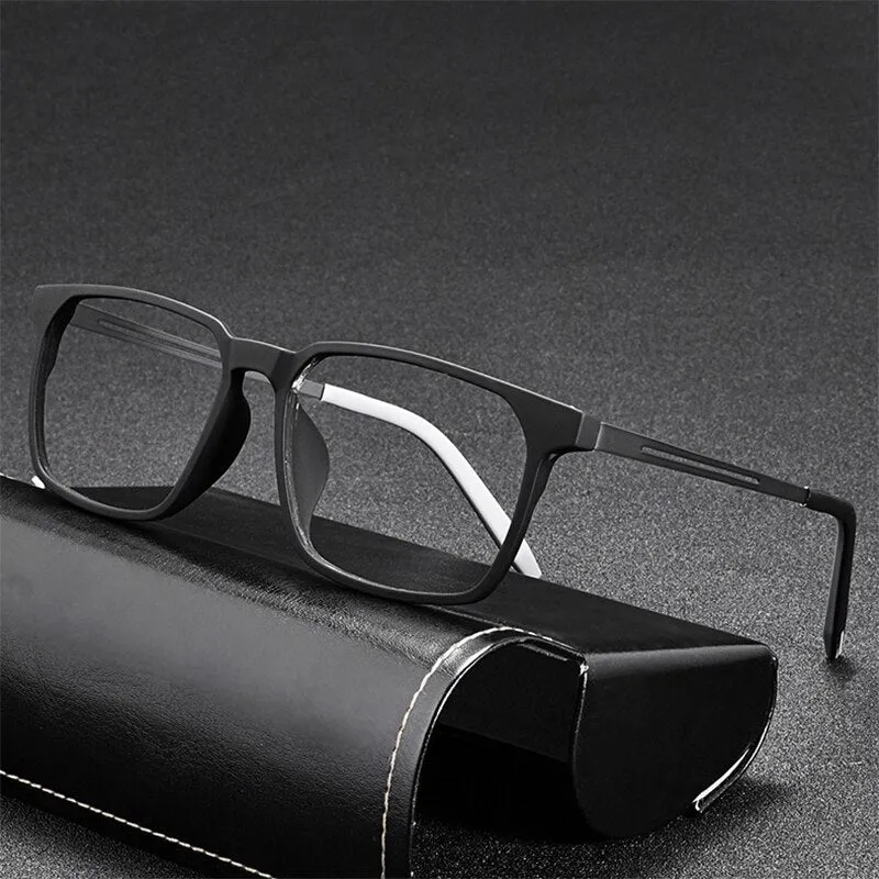 Hdcrafter Men's Full Rim Square Tr 90 Titanium Frame Eyeglasses 1601