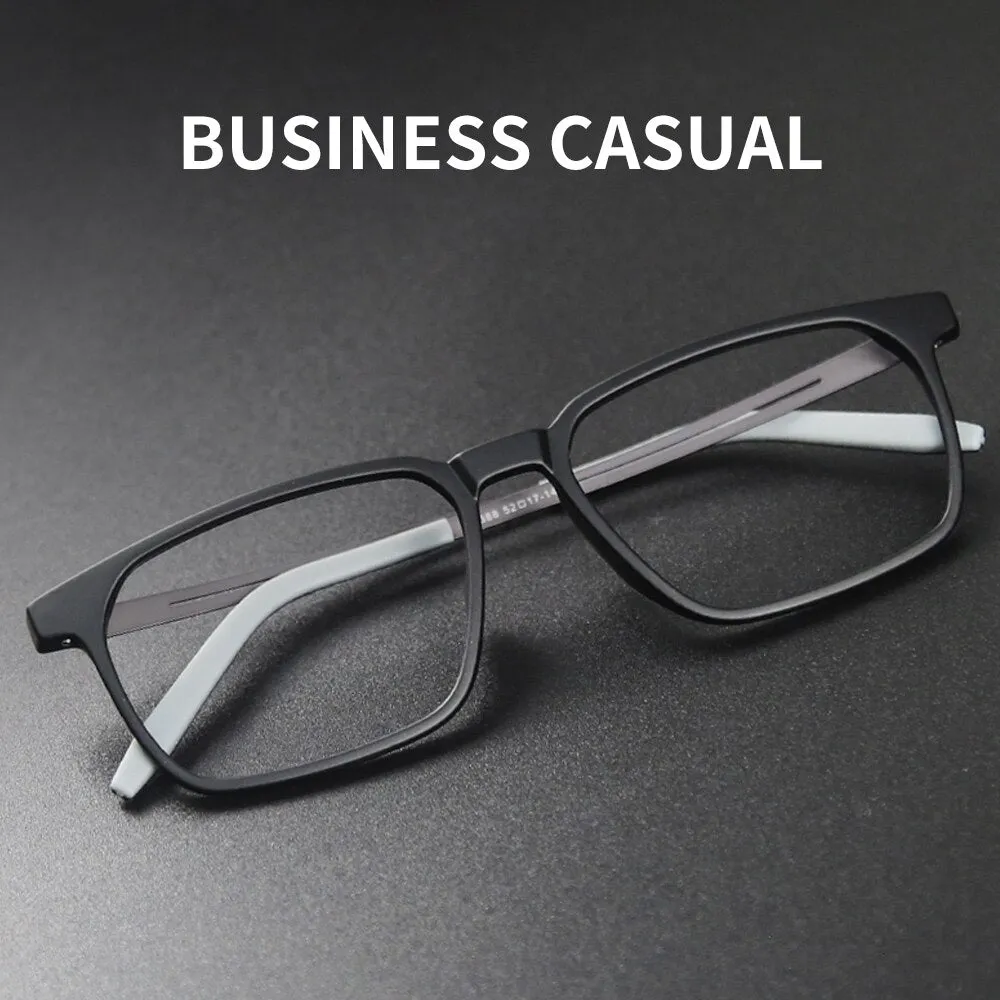 Hdcrafter Men's Full Rim Square Tr 90 Titanium Frame Eyeglasses 1601
