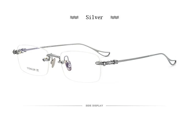 Hdcrafter Men's Rimless Rectangle Titanium Frame Eyeglasses 8808