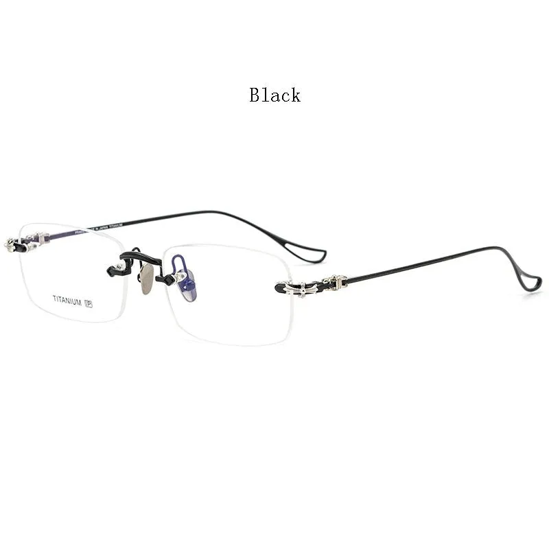 Hdcrafter Men's Rimless Rectangle Titanium Frame Eyeglasses 8808