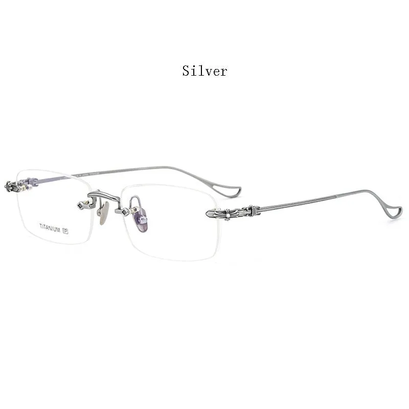 Hdcrafter Men's Rimless Rectangle Titanium Frame Eyeglasses 8808
